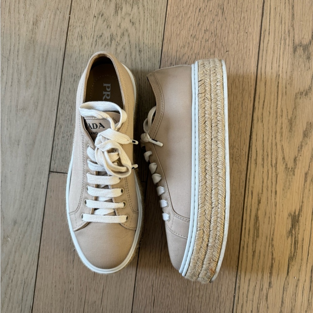 Prada Beige Platform Sneakers